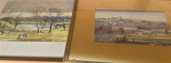 Elizabeth Drake, mere scene, signed, d 1913, Evelyn Cutler, pastoral scene & another watercolour of Whitby, late 19C (3)